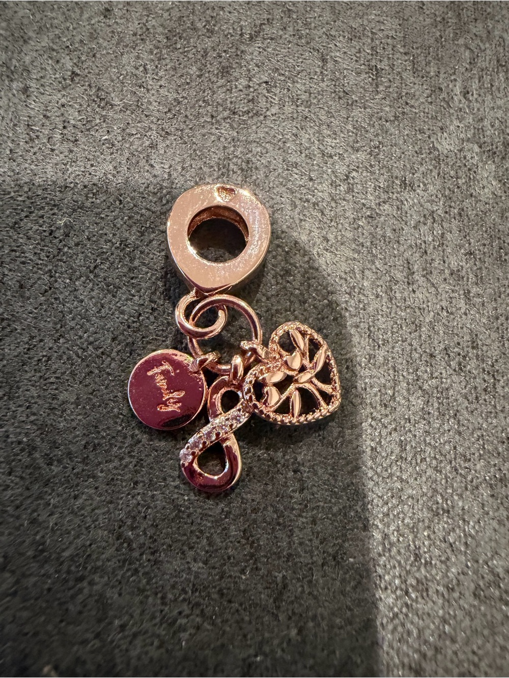 Rose Gold Heart & Infinity Charm Dangle for Women's Jewelry โFAMILYโ